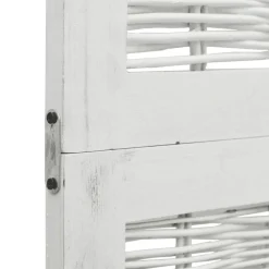 vidaXL Divisores De Ambientes-Biombo separador de 3 paneles madera maciza Paulownia blanco