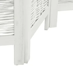 vidaXL Divisores De Ambientes-Biombo separador de 3 paneles madera maciza Paulownia blanco