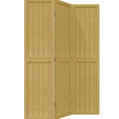 vidaXL Biombo separador de 3 paneles madera maciza paulownia marrón Clearance