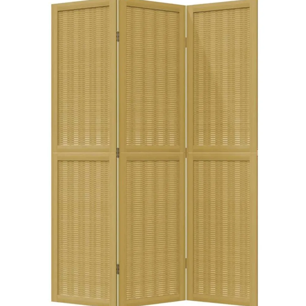 vidaXL Biombo separador de 3 paneles madera maciza paulownia marrón Clearance