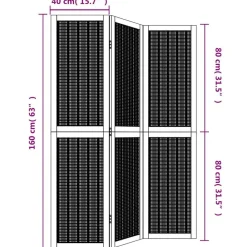 vidaXL Biombo separador de 3 paneles madera maciza paulownia marrón Clearance