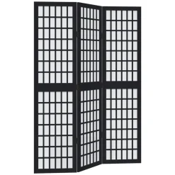 vidaXL Biombo separador de 3 paneles madera maciza Paulownia negro Best