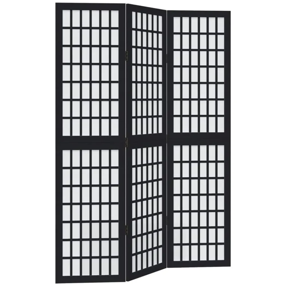 vidaXL Biombo separador de 3 paneles madera maciza Paulownia negro Best