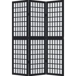 vidaXL Biombo separador de 3 paneles madera maciza Paulownia negro Best