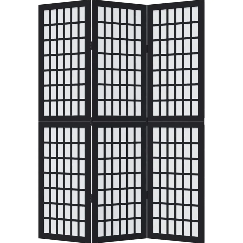 vidaXL Biombo separador de 3 paneles madera maciza Paulownia negro Best