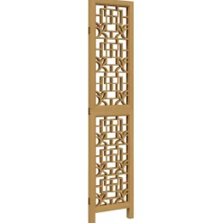 vidaXL Biombo separador de 3 paneles madera maciza paulownia marrón