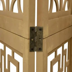 vidaXL Biombo separador de 3 paneles madera maciza paulownia marrón