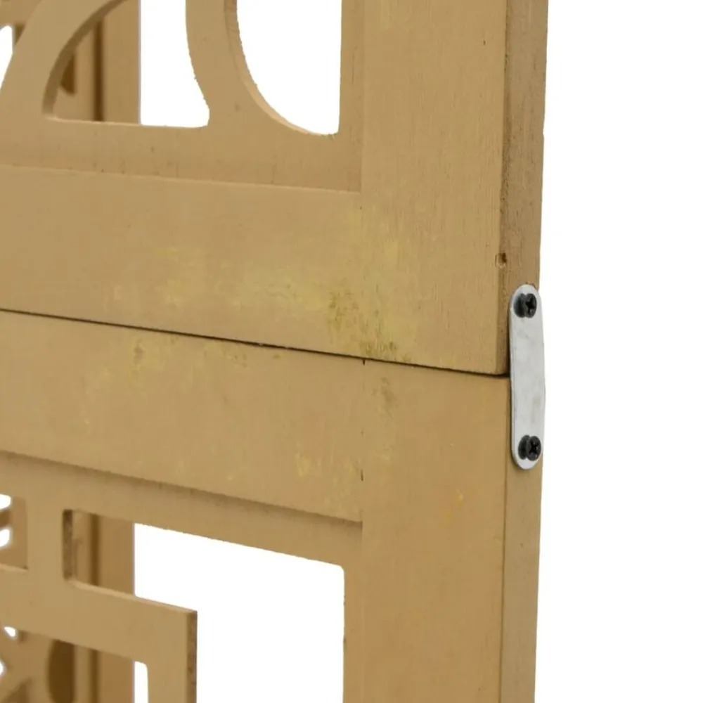 vidaXL Biombo separador de 3 paneles madera maciza paulownia marrón