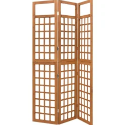 vidaXL Biombo/Enrejado de 3 paneles madera maciza abeto 121x180,5 cm Marrón Hot