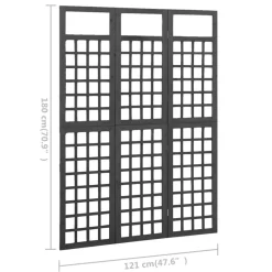 vidaXL Biombo/Enrejado de 3 paneles madera de abeto 121x180 cm Negro Discount