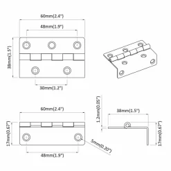 vidaXL Bisagra 2 pcs Negro 38 x 17 x 60 mm Hierro Discount