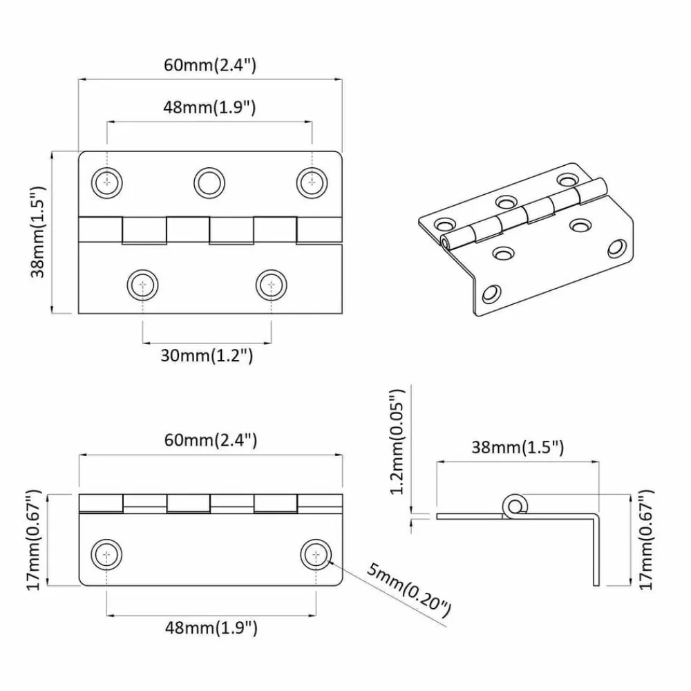 vidaXL Bisagra 2 pcs Negro 38 x 17 x 60 mm Hierro Discount