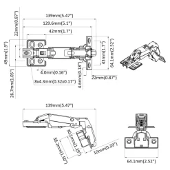 vidaXL Accesorios De Bricolaje-Bisagra 2 pcs Níquel 139 x 64,1 x 10 mm Hierro