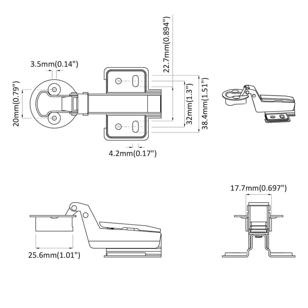 vidaXL Accesorios De Bricolaje-Bisagra 2 pcs Plateado 35 mm Hierro