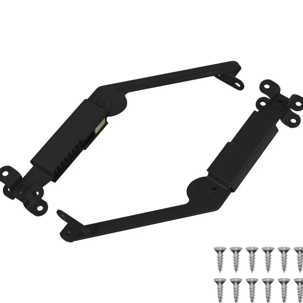 vidaXL Accesorios De Bricolaje-Bisagra de soporte para tapa 2 pcs Negro 192 x 32 x 50 mm Acero