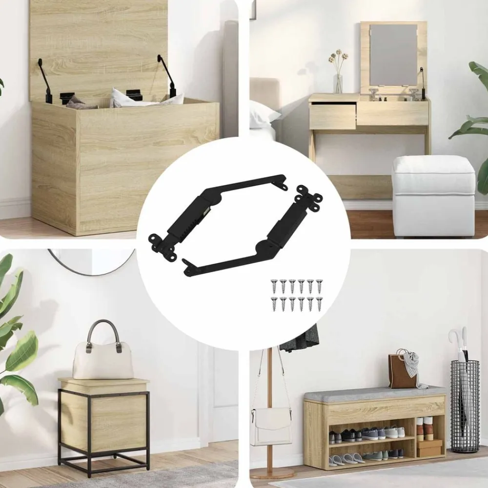 vidaXL Accesorios De Bricolaje-Bisagra de soporte para tapa 2 pcs Negro 192 x 32 x 50 mm Acero