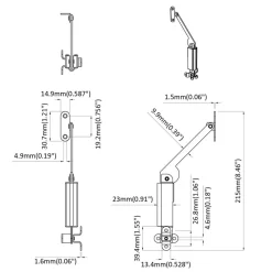 vidaXL Accesorios De Bricolaje-Bisagra de soporte para tapa 2 pcs Negro 192 x 32 x 50 mm Acero