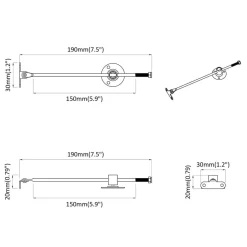 vidaXL Bisagra de tirador 2 pcs Plateado 190 mm Hierro Discount