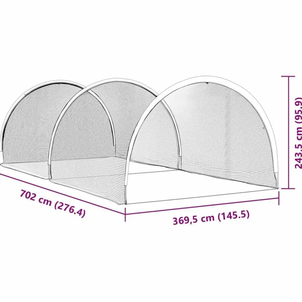 vidaXL Béisbol y Softbol Negro 702 x 369,5 x 243,5 cm Poliéster Best