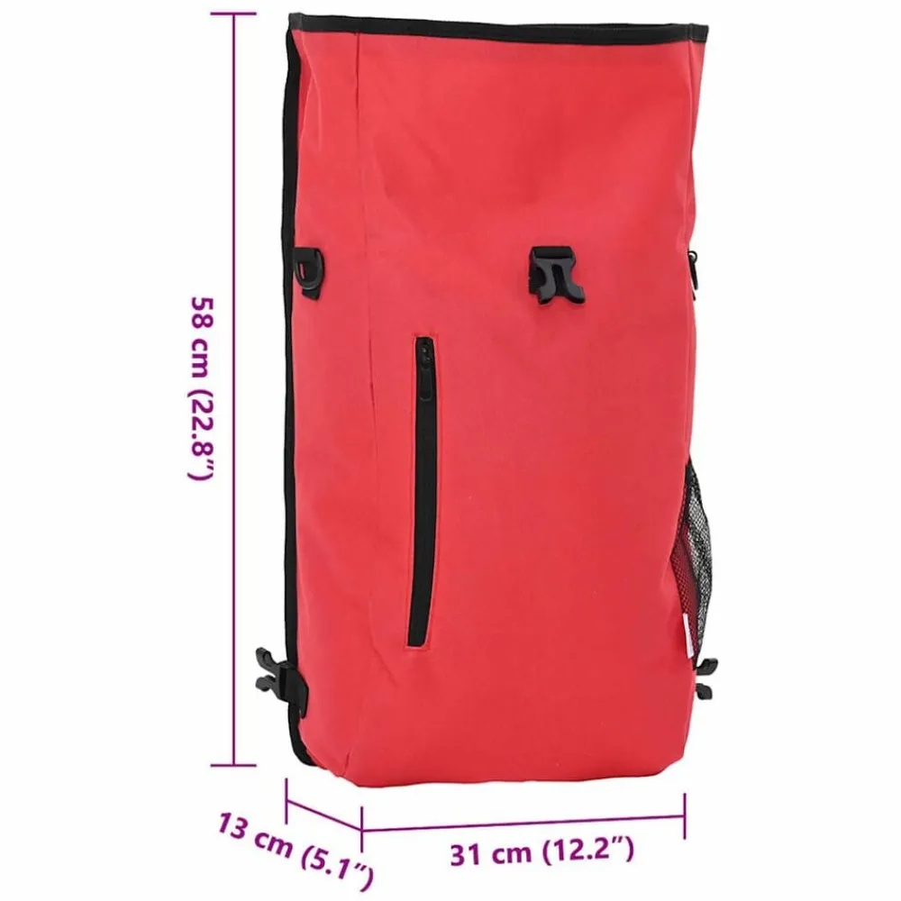 vidaXL Bolsa de bicicleta 31 x 13 x 58 cm Poliéster Rojo New