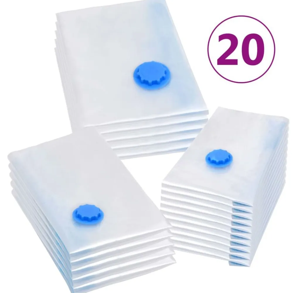 vidaXL Productos Del Hogar-Bolsas de almacenaje al vacío de ropa y viaje 3 tamaños 20 pzas