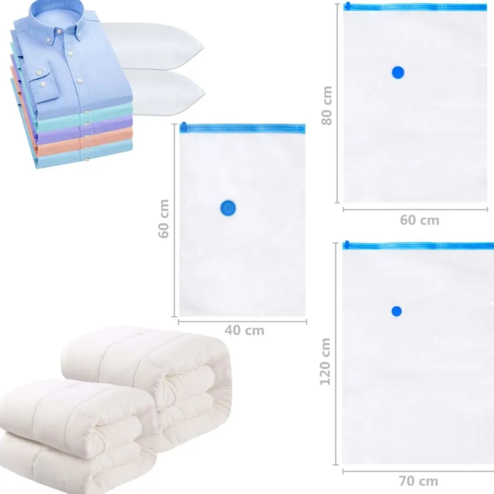 vidaXL Productos Del Hogar-Bolsas de almacenaje al vacío de ropa y viaje 3 tamaños 20 pzas
