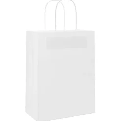 vidaXL Bolsas de papel con asas 50 uds blanca 21x11x28 cm Blanco New