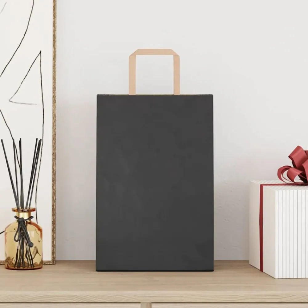 vidaXL Bolsas de papel con asas 250 uds negra 21x11x31 cm Negro Clearance