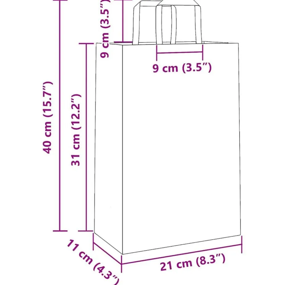 vidaXL Bolsas de papel con asas 250 uds negra 21x11x31 cm Negro Clearance