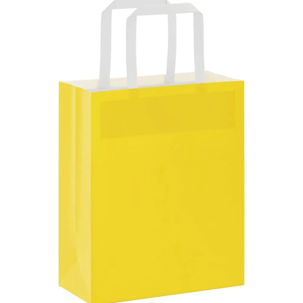 vidaXL Arte Y Ocio-Bolsas de papel con asas 50 uds amarillas 18x8x22 cm