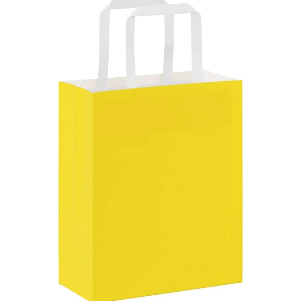vidaXL Arte Y Ocio-Bolsas de papel con asas 50 uds amarillas 18x8x22 cm