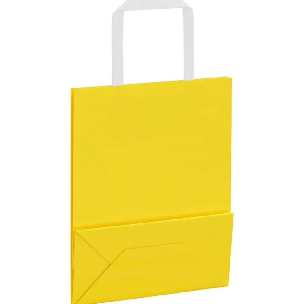 vidaXL Arte Y Ocio-Bolsas de papel con asas 50 uds amarillas 18x8x22 cm