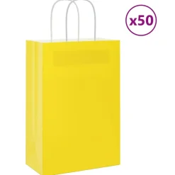 vidaXL Bolsas de papel con asas 50 uds amarillas 21x11x31 cm Amarillo Outlet