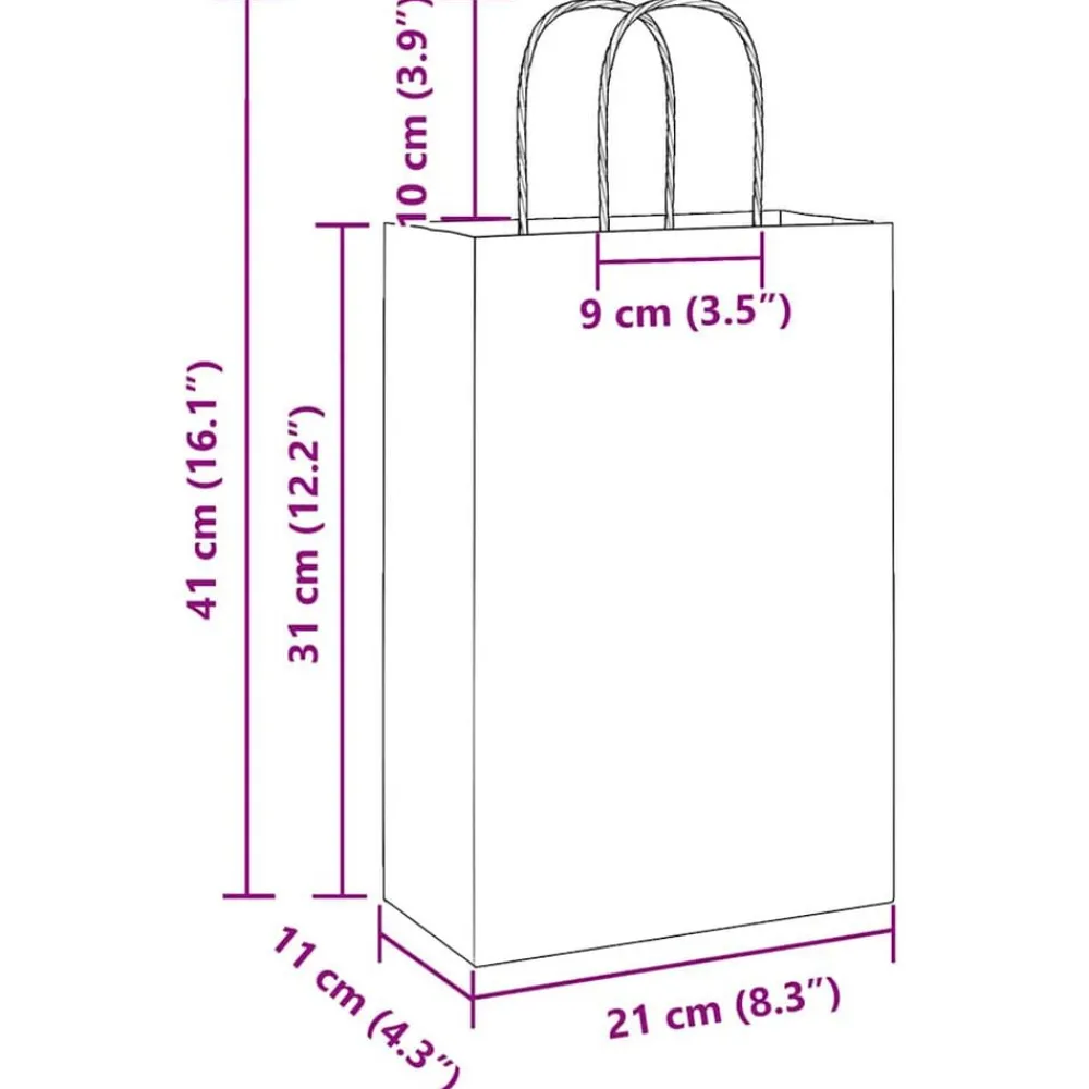 vidaXL Bolsas de papel con asas 50 uds amarillas 21x11x31 cm Amarillo Outlet
