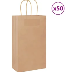 vidaXL Bolsas de papel con asas 50 uds marrón 21x11x36 cm Marr&oacute;n New