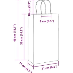 vidaXL Bolsas de papel con asas 50 uds marrón 21x11x36 cm Marrón New