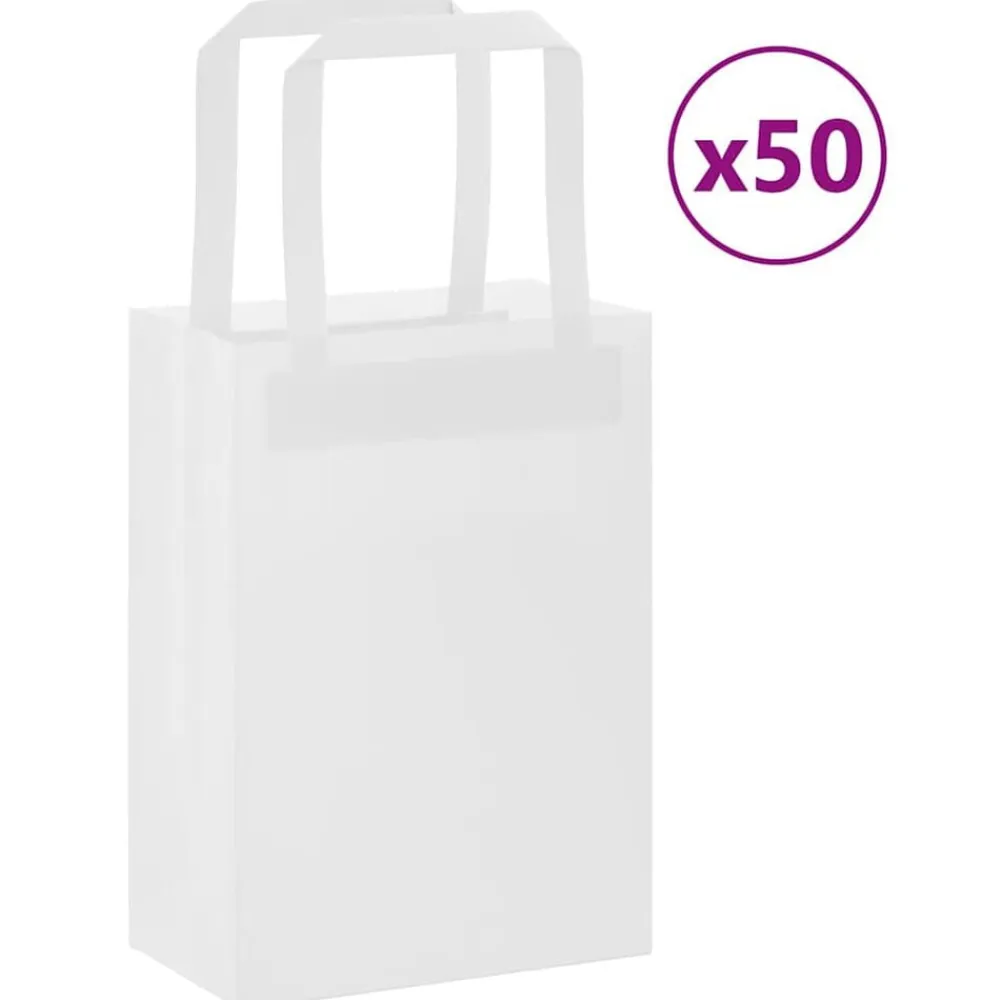 vidaXL Arte Y Ocio-Bolsas de papel con asas 50 uds blanca 15x8x21 cm