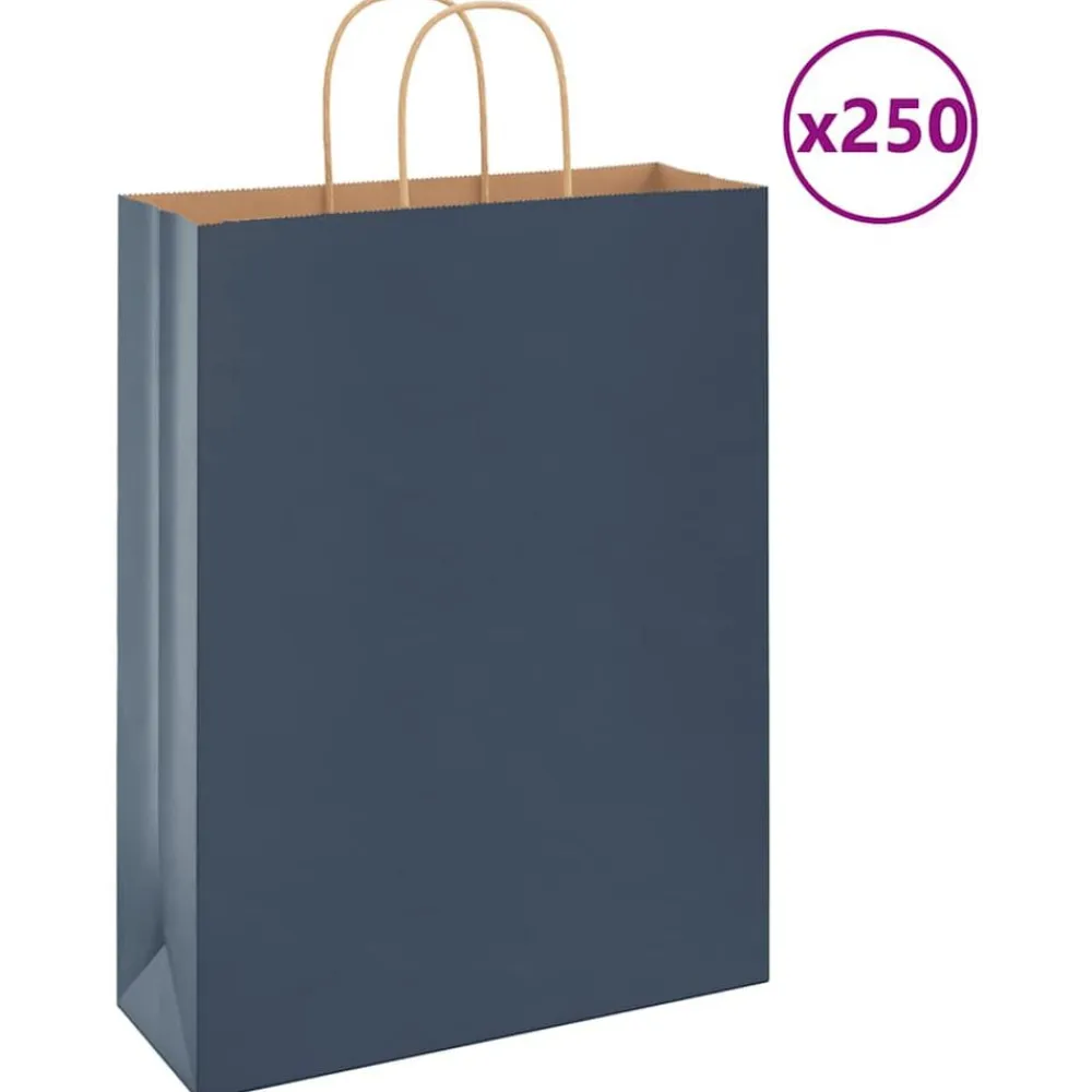 vidaXL Arte Y Ocio-Bolsas de papel con asas 250 uds 32x12x42 cm