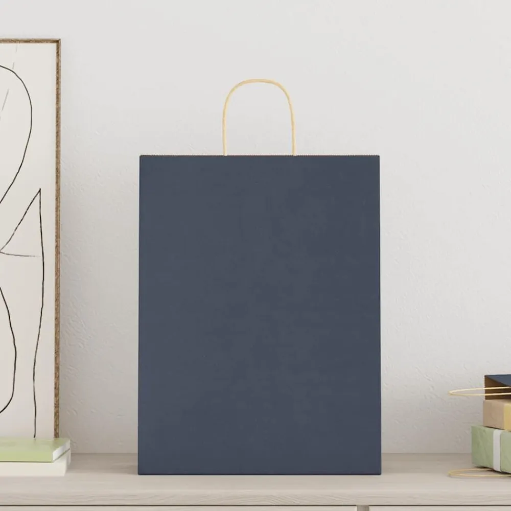 vidaXL Arte Y Ocio-Bolsas de papel con asas 250 uds 32x12x42 cm