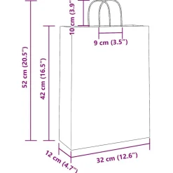 vidaXL Arte Y Ocio-Bolsas de papel con asas 250 uds 32x12x42 cm
