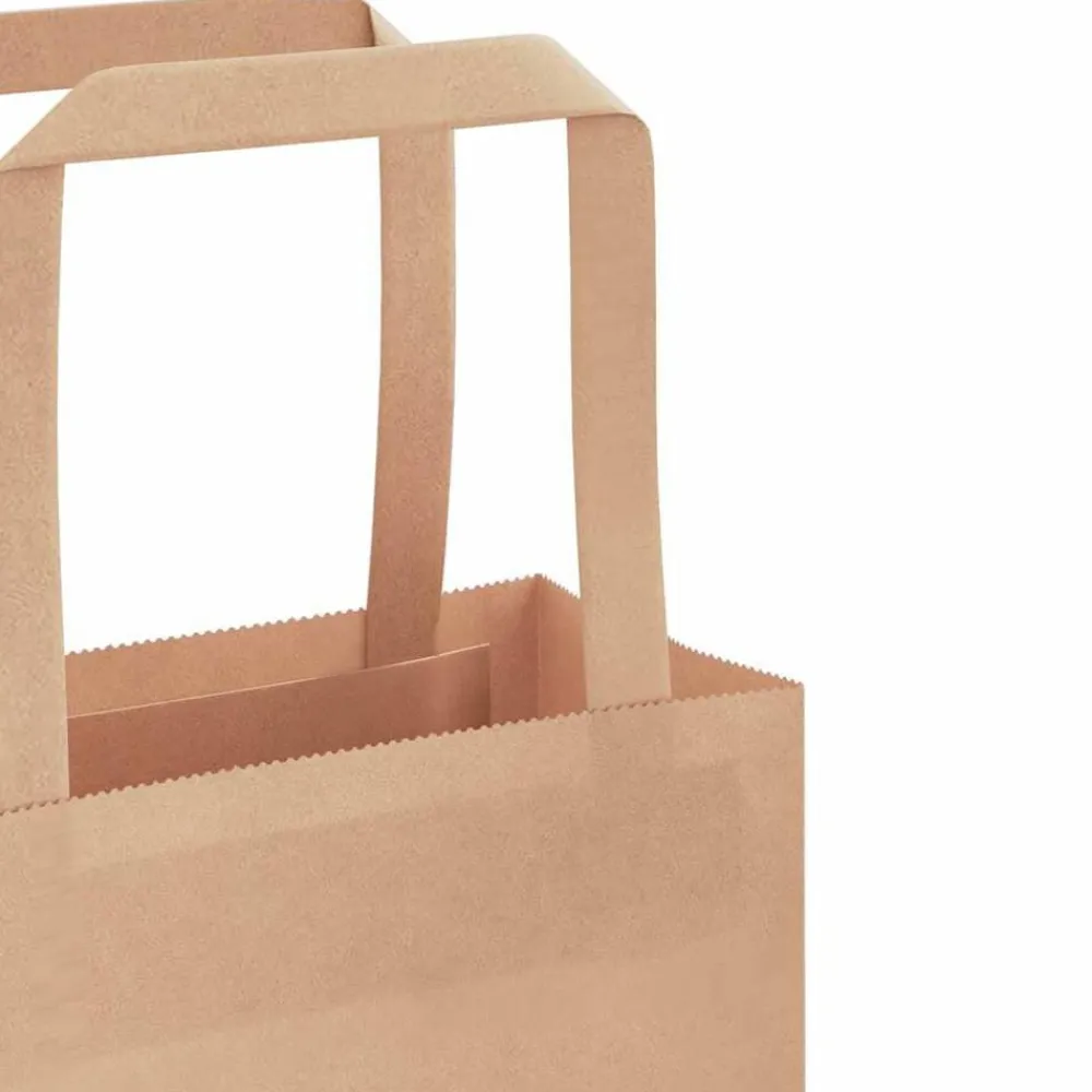 vidaXL Arte Y Ocio-Bolsas de papel con asas 50 uds marrón 18x8x22 cm
