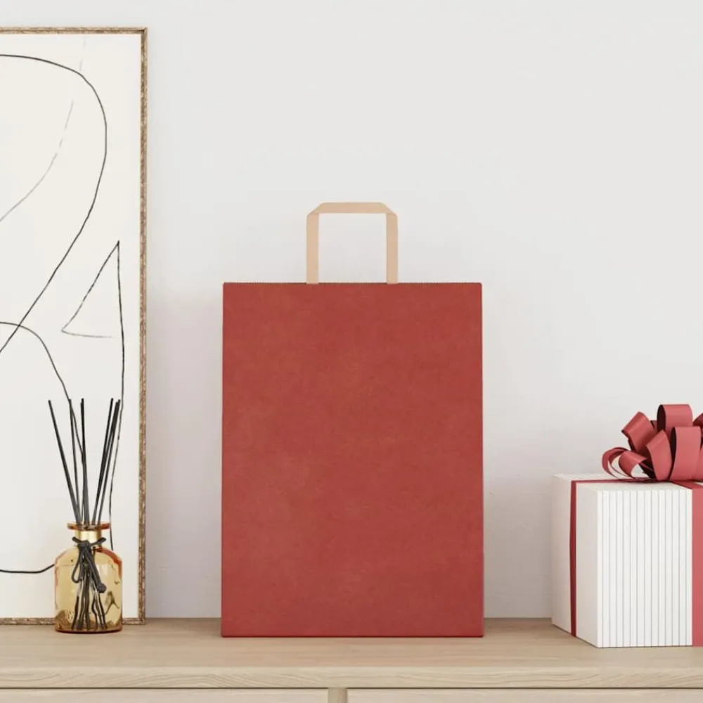 vidaXL Arte Y Ocio-Bolsas de papel con asas 250 uds 26x12x35 cm