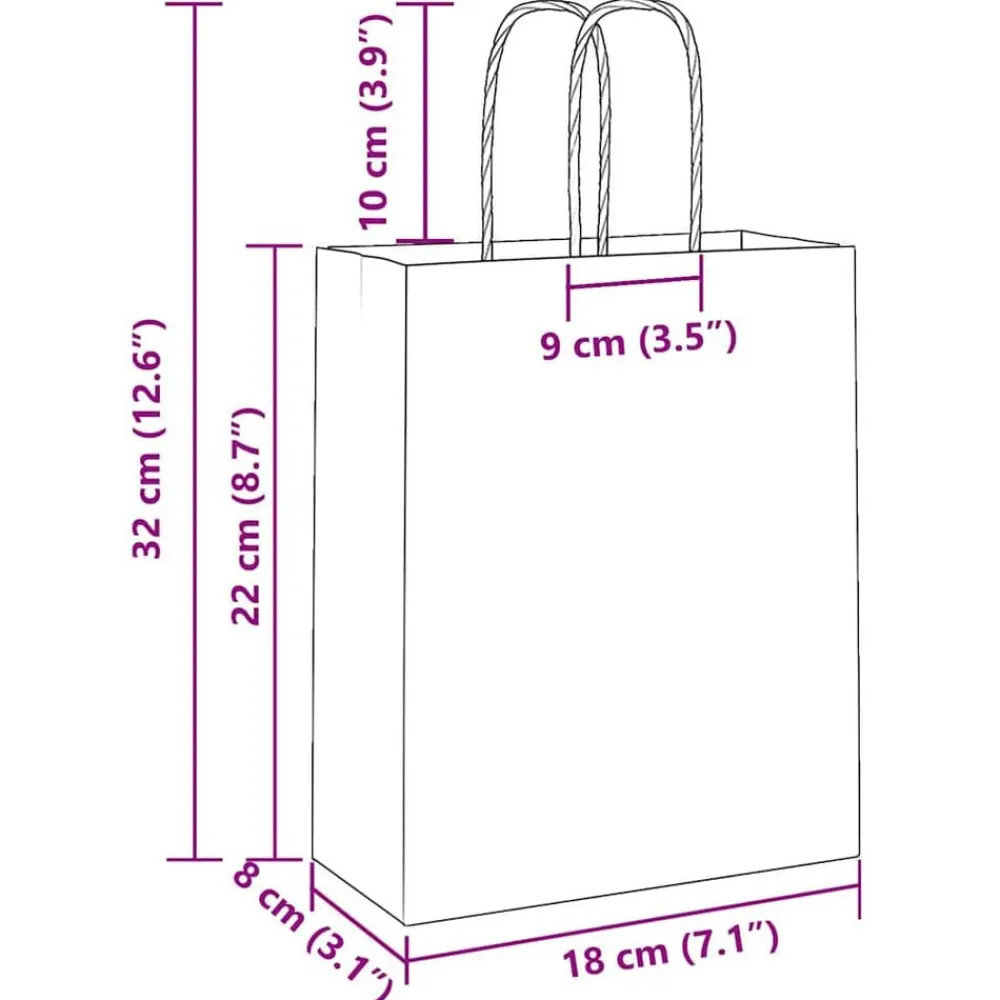 vidaXL Bolsas de papel con asas 250 uds negra 18x8x22 cm Negro Best