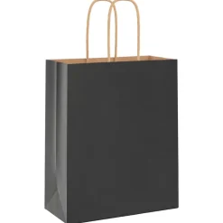 vidaXL Bolsas de papel con asas 250 uds negra 18x8x22 cm Negro Best
