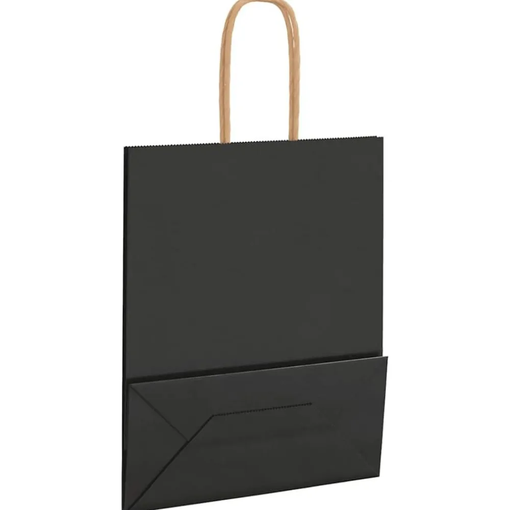 vidaXL Bolsas de papel con asas 250 uds negra 18x8x22 cm Negro Best