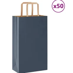 vidaXL Bolsas de papel con asas 50 uds 21x11x36 cm Azul Outlet