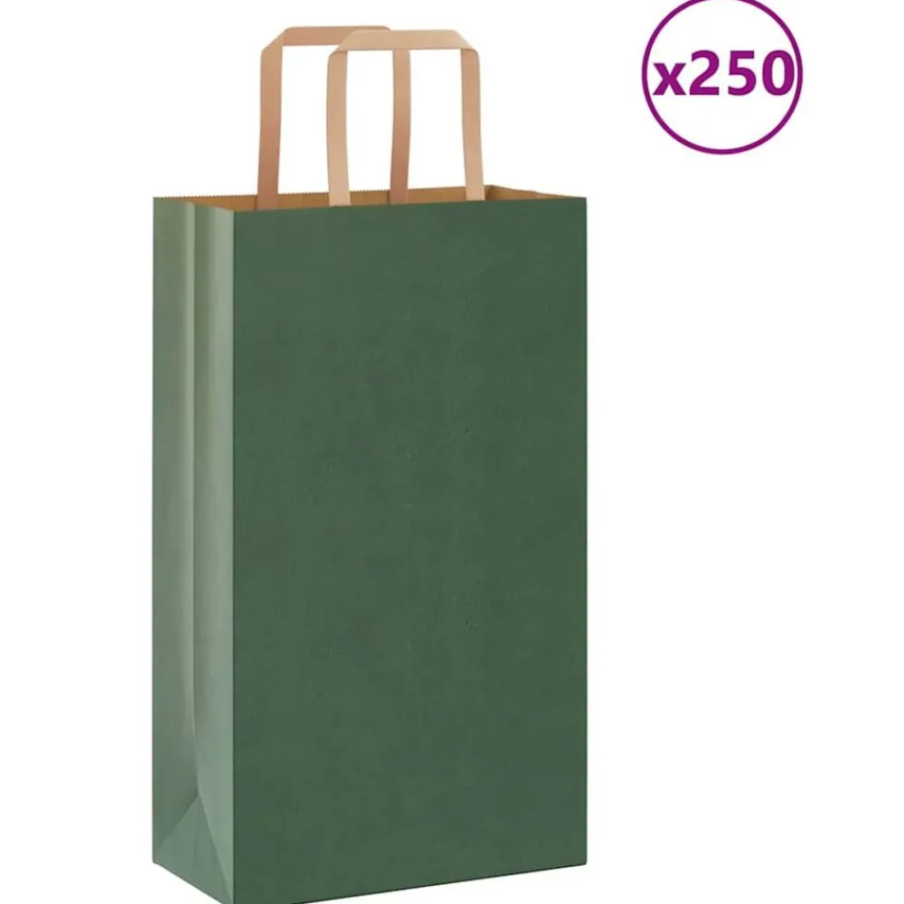 vidaXL Arte Y Ocio-Bolsas de papel con asas 250 uds 21x11x36 cm