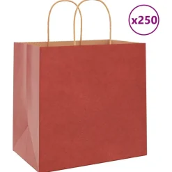 vidaXL Bolsas de papel con asas 250 uds 26x17x25 cm Rojo Sale