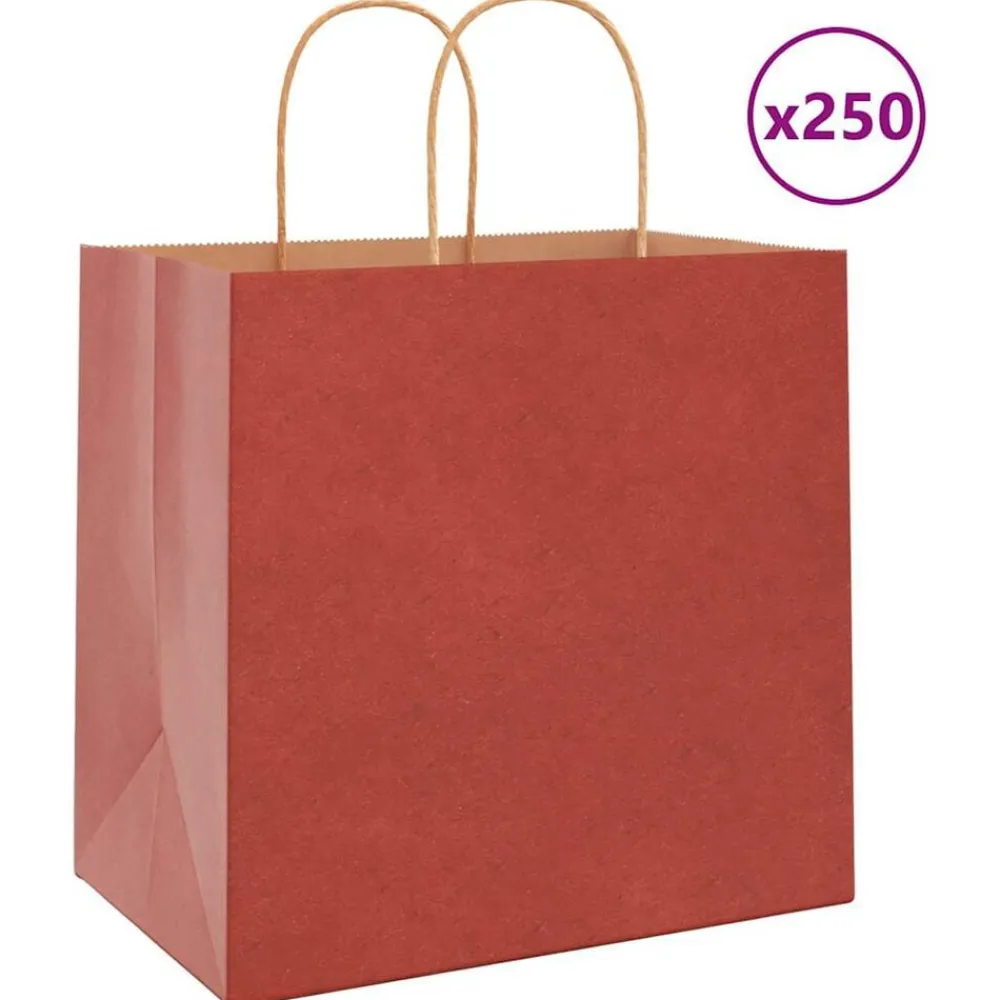 vidaXL Bolsas de papel con asas 250 uds 26x17x25 cm Rojo Sale