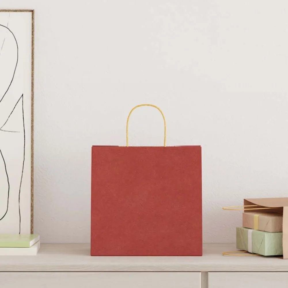 vidaXL Bolsas de papel con asas 250 uds 26x17x25 cm Rojo Sale